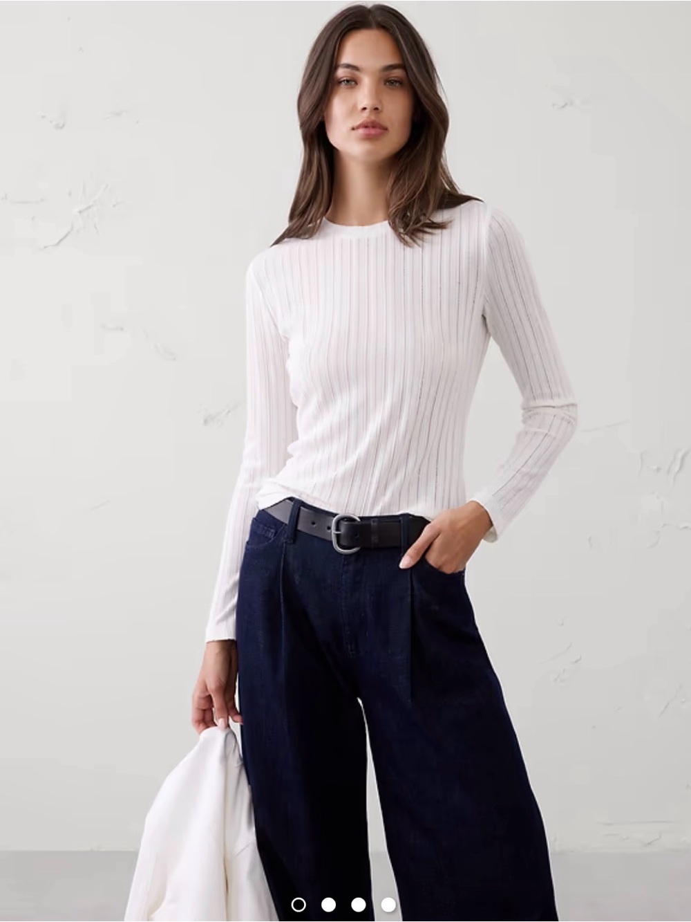 BANANA REPUBLIC Classic Sheer White Top New With Tags Size XL